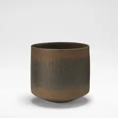 John Ward, High-sided bowl, circa 1991, Stoneware, mottled black and brown glazes over a textured body