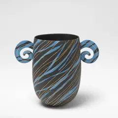 Felicity Aylieff, Two-handled vessel, circa 1990, Earthenware, of ovoid form