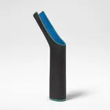 Elizabeth Fritsch, Spout pot, circa 1999, Hand-built stoneware, the exterior decorated in matte black slip with blue banding, the interior in mottled blue