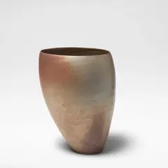 Joanna Constantinidis, 'Leaning Pot', circa 1990, Stoneware, dry rich brown and lustrous golden bronze surface with iron speckle, the interior with ribbed banding