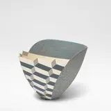 Jon Middlemiss, 'Optical Cube Vessel Form', circa 1996, Stoneware, geometric cube design of contrasting navy, cream and grey glazes