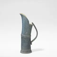 Walter Keeler, 'Articulated Jug', circa 1990, Stoneware, blue salt glaze with running olive green salt glaze to interior