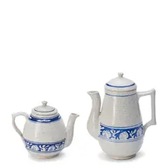 Dedham Pottery, "RABBIT" PATTERN TEAPOT AND COFFEE POT, glazed stoneware