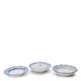 Dedham Pottery, "RABBIT" PATTERN OPEN NAPPIE, COVERED NAPPIE, AND SOUP PLATE, glazed stoneware