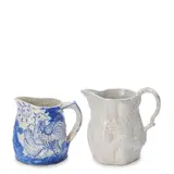 Dedham Pottery, "OAK BLOCK" AND "NIGHT AND MORNING" PITCHERS, glazed stoneware