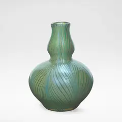 'Phaenomen' vase by Loetz, circa 1898, Phänomen Gre 7501, Crete glass with pulled iridescent bands in a feathered pattern, sold Jun 2026