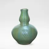 Loetz, 'Phaenomen' vase, circa 1898, Phänomen Gre 7501, Crete glass with pulled iridescent bands in a feathered pattern