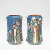 Hans Christiansen, for Villeroy and Boch, circa 1898, Stoneware, each of waisted cylindrical form