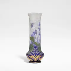 Daum Nancy, 'Violettes' vase, circa 1905, Mould-blown glass, acid etched and enamelled decoration