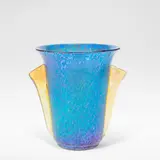 Maria Kirschner, for Loetz, circa 1925, Oil spot cobalt body with applied candia glass handles