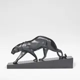 Maurice Prost, 'Panther' sculpture, circa 1925, Patinated bronze, surmounted on a black marble slope