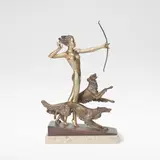 Josef Lorenzl, 'Diana', circa 1925, Silvered and cold painted bronze
