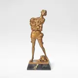 Bruno Zach, Female figure with hearts, circa 1925, Cold painted bronze, on a Portoro marble base