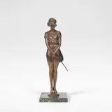Bruno Zach, 'Whip Girl', circa 1925, Patinated bronze, on a square marble base