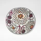 Birger Kaipiainen, Plate, circa 1960, Glazed stoneware, decorated with applied glazed ceramic beads over hand painted floral motifs