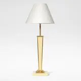Jacques Adnet, Table lamp base, circa 1940, Cream lacquered metal, brass, electrical fittings