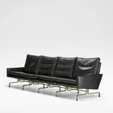 'PK-31/4' four seater sofa, designed 1958 by Poul Kjærholm, Black leather and steel, sold Jun 2026
