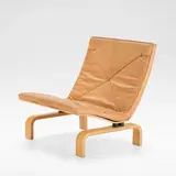 'PK-27' easy chair, designed 1971 by Poul Kjærholm, Laminated maple, cushions and patinated leather, sold Jun 2026