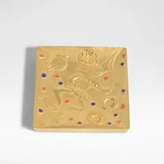 Line Vautrin, 'Je suis fou de vous' vide-poche, circa 1950, Gilt-bronze, modelled in relief with a jester and the words 'suis' and 'vous' twice