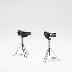Ron Arad, Pair of 'Puch' stools, designed 1981, produced circa 1986-1987, Chromium-plated tubular steel, leather