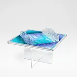 Victor Vasarely, Chess table, 1982, Color screenprint laminated on acrylic glass with 32 cast resin chess pieces