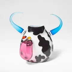 Bob Crooks, 'Mad Cow' vase, circa 1990, Overlaid and sand blasted glass, applied to either side with sommerso glass horns