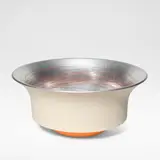Martin Smith, 'Cord and Discord No 6', 2007, White earthenware, aluminium leaf with red sgraffito irregular banding to interior, unglazed exterior sides and ochre glaze to underside