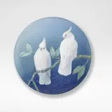 Effie Hegermann-Lindencrone, for Bing & Grøndahl, circa 1900, Porcelain, decorated with two parakeets against a blue ground