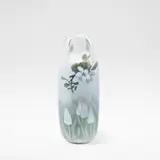Royal Copenhagen, Vase, circa 1910, Porcelain, white, green, pink and brown glazes with painted decoration of tulips and flower branches