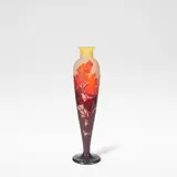 Vase by Établissements Gallé, 1928-1936, Multilayered cameo glass, acid etched decoration of lilacs against an opaque ground, offered Mar 2026