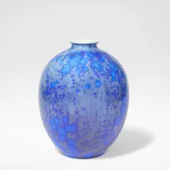 Søren Berg, for Royal Copenhagen, 1926, Porcelain, of ovoid form rising to a squat neck, decorated with blue crystalline glaze