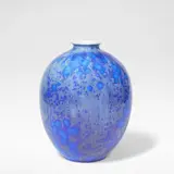 Søren Berg, for Royal Copenhagen, 1926, Porcelain, of ovoid form rising to a squat neck, decorated with blue crystalline glaze