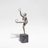 Demetre Chiparus, 'Equilibrium', sculpture, circa 1925, Silvered bronze, raised on a portoro marble base