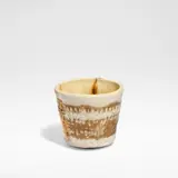 Lucie Rie, Small pot, circa 1949, Stoneware, poured cream and brown glazes over an ochre and unglazed body