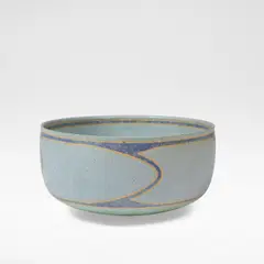 Alev Ebüzziya Siesbye, Bowl, 1981, Stoneware, mottled pale blue, blue and green glazes