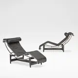 Pierre Jeanneret and Le Courbusier for Cassina by Charlotte Perriand, Black leather and chromed metal, each raised on a cradle support, sold Mar 2026