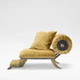 Mark Brazier-Jones, 'Pan' chair, designed 1992, executed 1993, Patinated bronze, fabric upholstery, raised to the front on goat's hooves, to the verso on sabre supports