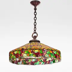'Nasturtium' ceiling light by Duffner & Kimberly, circa 1910, Leaded glass and patinated bronze, sold Dec 2025