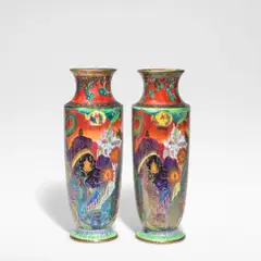 Daisy Makeig-Jones, 'Tree Serpent', pair of Fairyland lustre vases, model no. Z5360, circa 1925, Glazed earthenware