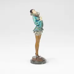 Paul Philippe, 'Pierette', sculpture, circa 1925, Cold painted bronze, carved ivory, raised on a stepped circular base