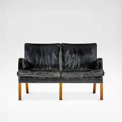Kaare Klint, Two-seater sofa, model no. 5313, designed 1935, produced circa 1935-1945, Mahogany, leather
