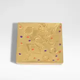 Line Vautrin, 'Je suis fou de vous' vide-poche, circa 1950, Gilt-bronze, modelled in relief with a jester and the words 'suis' and 'vous' twice