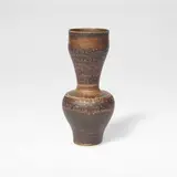 Lucie Rie, 'Byzantine' vase, circa 1975, Porcelain, golden manganese glaze with sgraffito bands to the shoulder, interior of rim and underside