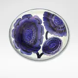 Birger Kaipiainen, Charger, circa 1960, Stoneware, white and blue lustre glazes decorated with stylised motifs of dahlias