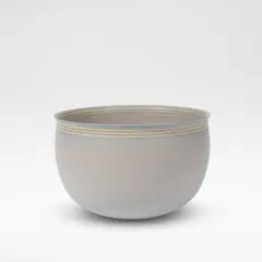 Alev Ebüzziya Siesbye, Bowl, 1983, Stoneware, matte grey-blue glaze with unglazed triple banding to interior and exterior rim