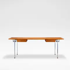Desk, model no. AT325 by Hans J. Wegner, circa 1960, Teak, chrome-plated steel, sold Dec 2025