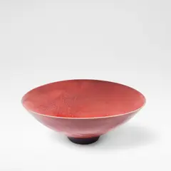 Rupert Spira, Open bowl, 1998, Stoneware, running sang de boeuf glaze with lilac speckle, and shiny black glaze to foot