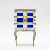 Mark Brazier-Jones, 'Mount' cabinet, 1994, Stainless steel, bronze and cobalt glass, the pair of doors opening onto three glass shelves