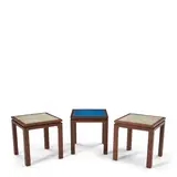 Three Occasional Tables, Model 1145 by Harvey Probber and Arpad Rosti, mahogany, enamel on copper, unmarked, sold Mar 2026