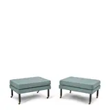 Harvey Probber, Pair of Ottomans, mahogany, brass casters, upholstery, unmarked